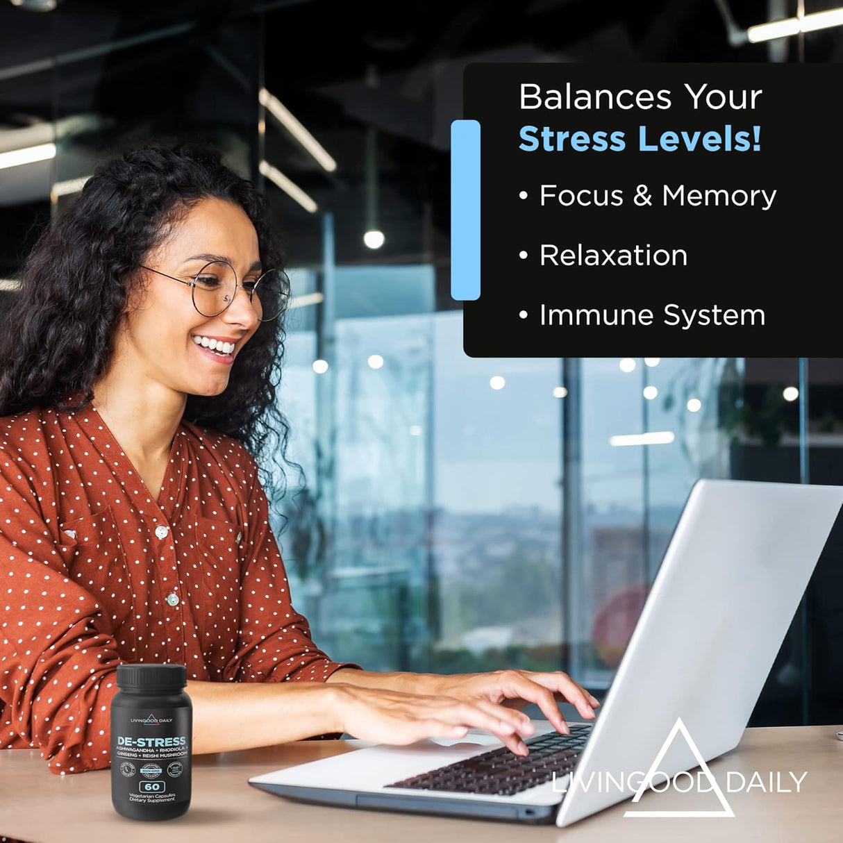 Suplemento Apoyo natural para el cortisol vegano 60 cápsulas