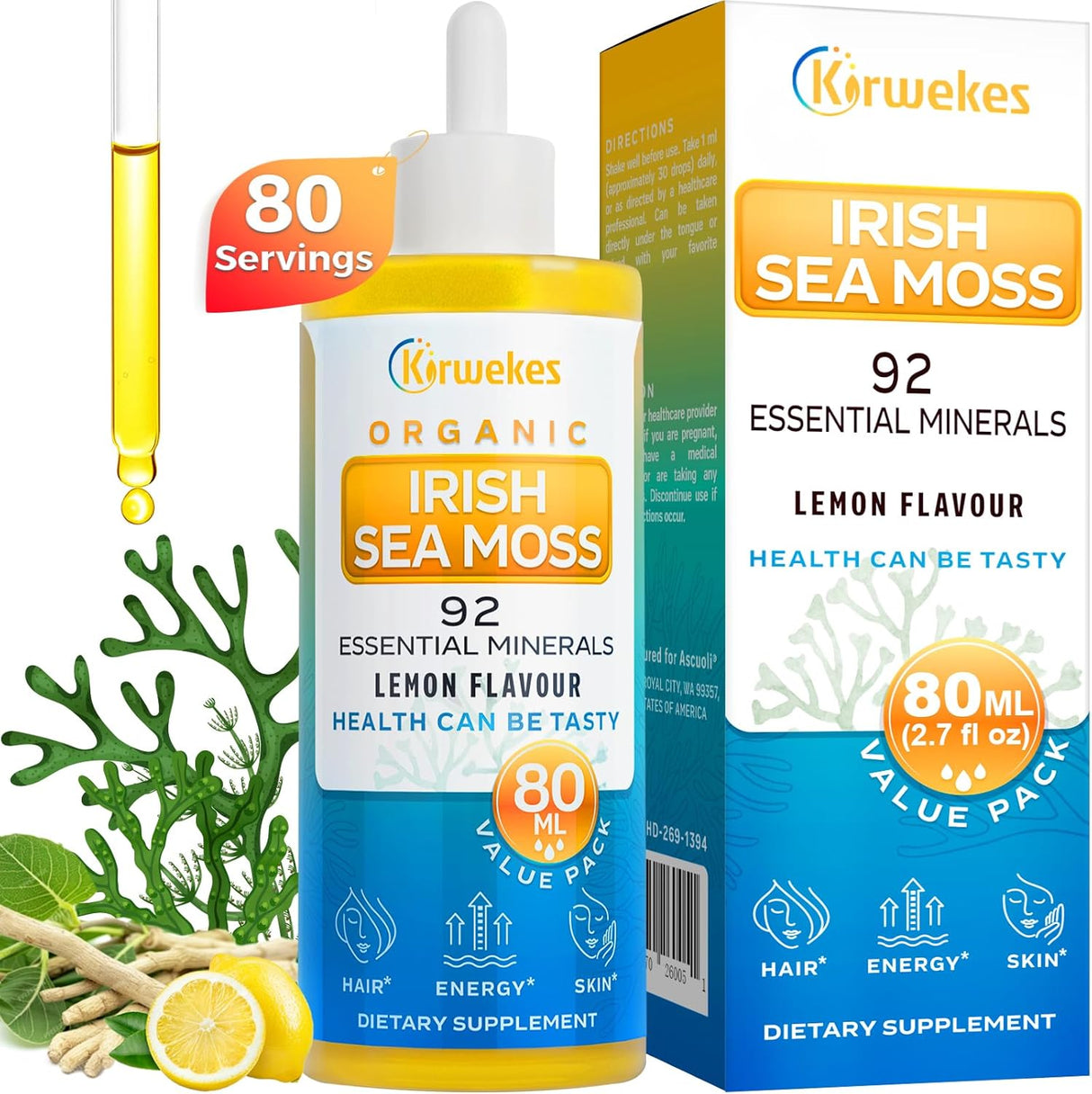 Sea Moss & Ashwagandha Drops - 80 Servings, 10X Potency
