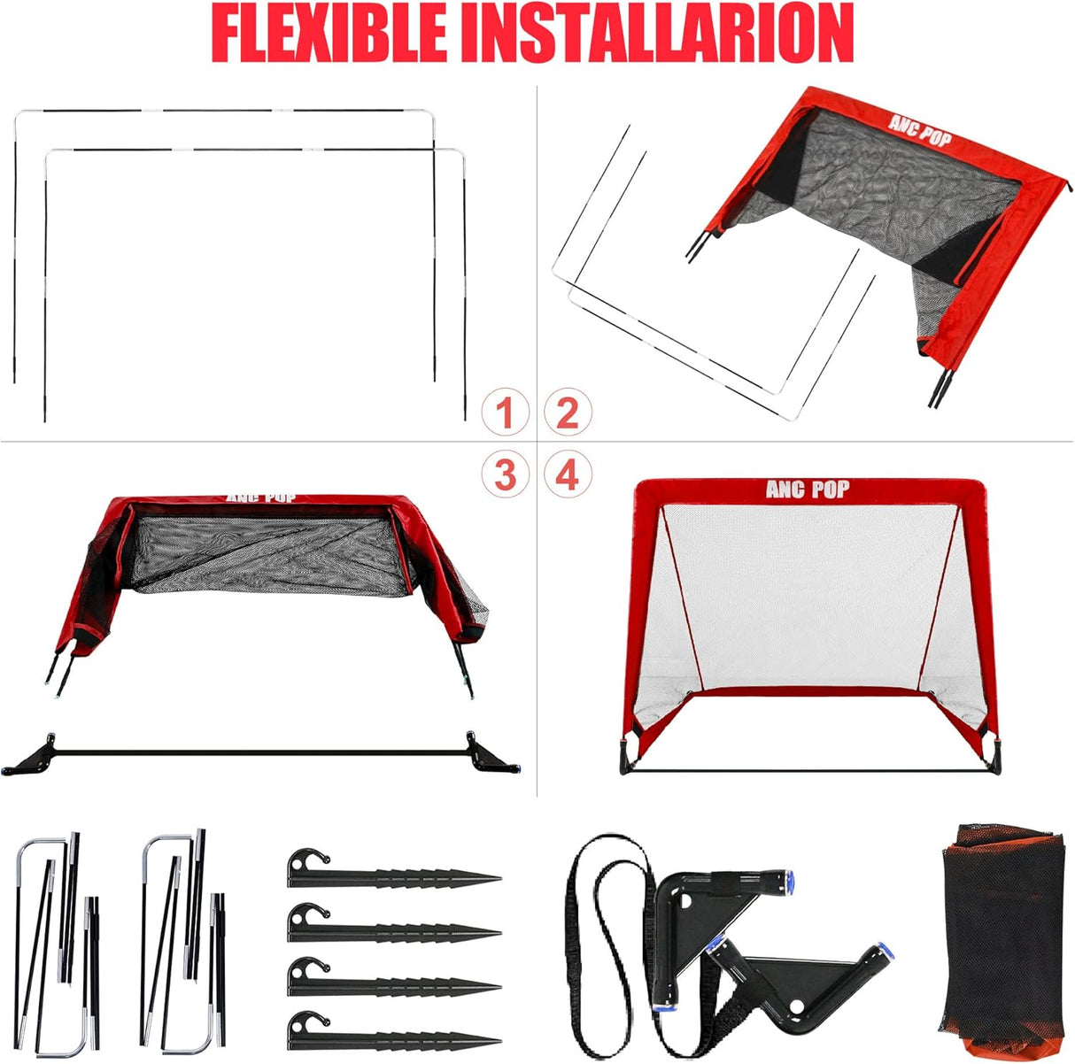 Porteria de futbol armable, portatil, facil de trasladar
