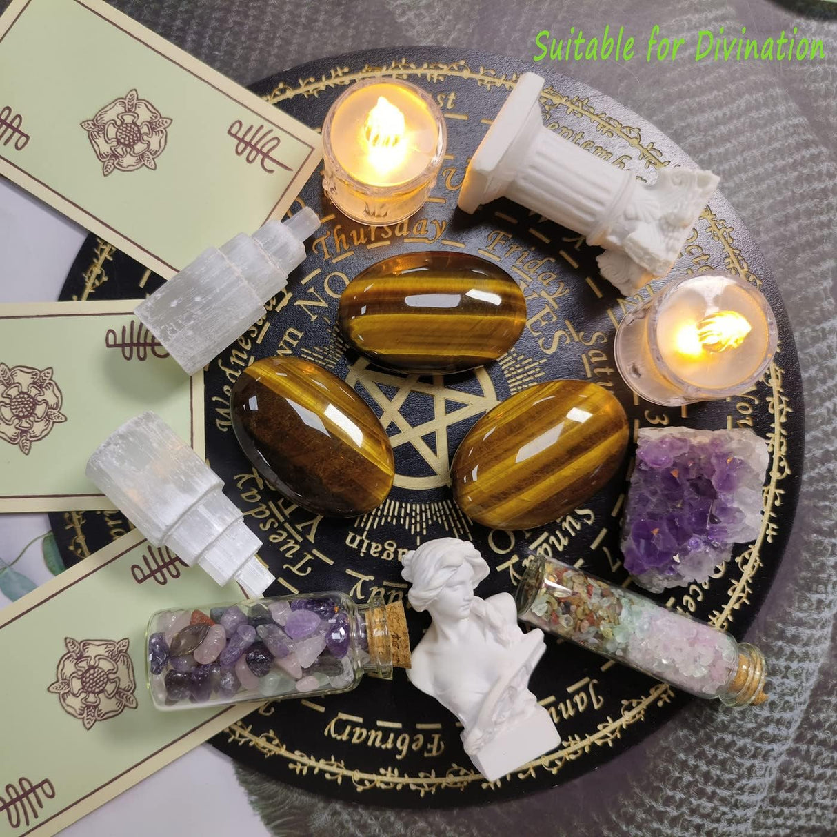 Cristales de ojo de tigre de 2.4 pulgadas, piedras preciosas