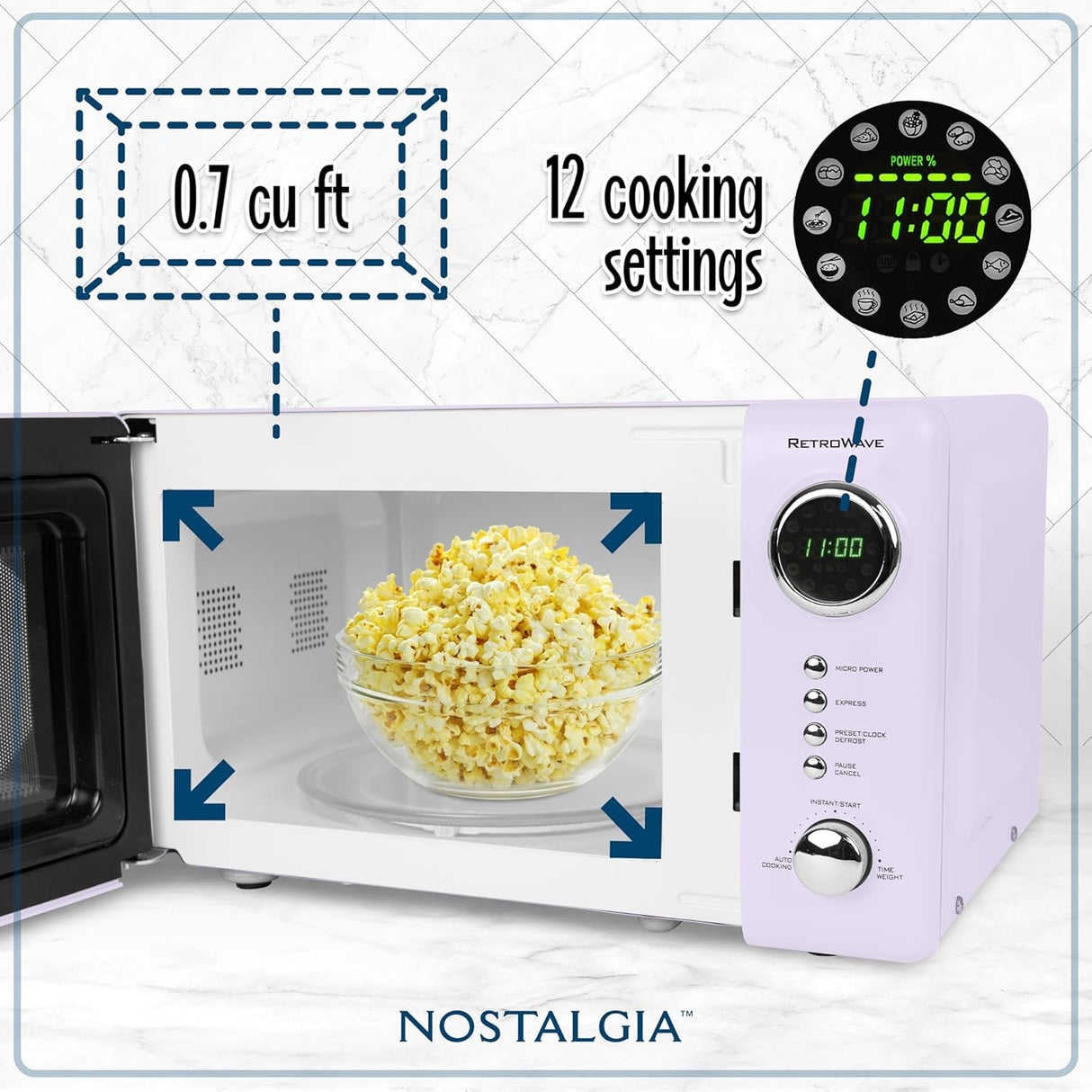 Horno de microondas Nostalgia, 0.7 Cu. Ft, Modelo NRMO7LV6A