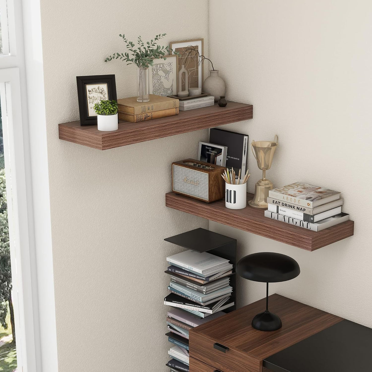 Estantes Flotantes de Madera, Rustic, Set de 2, 36'' x 12