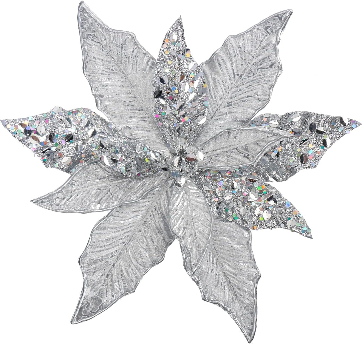 Flores Artificiales Briful 12'' Poinsettia para Decoración Navidad