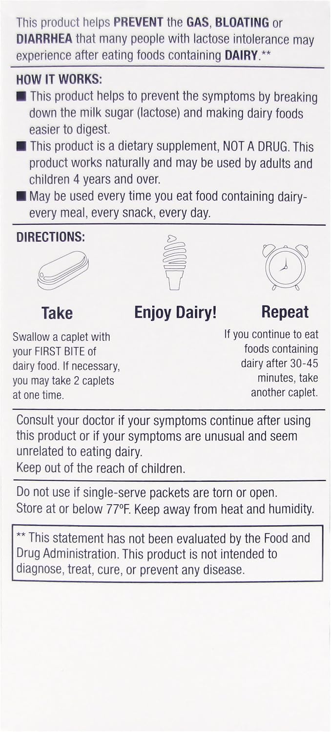 Suplemento Lactasa de acción rápida de alivio lácteo 360 und