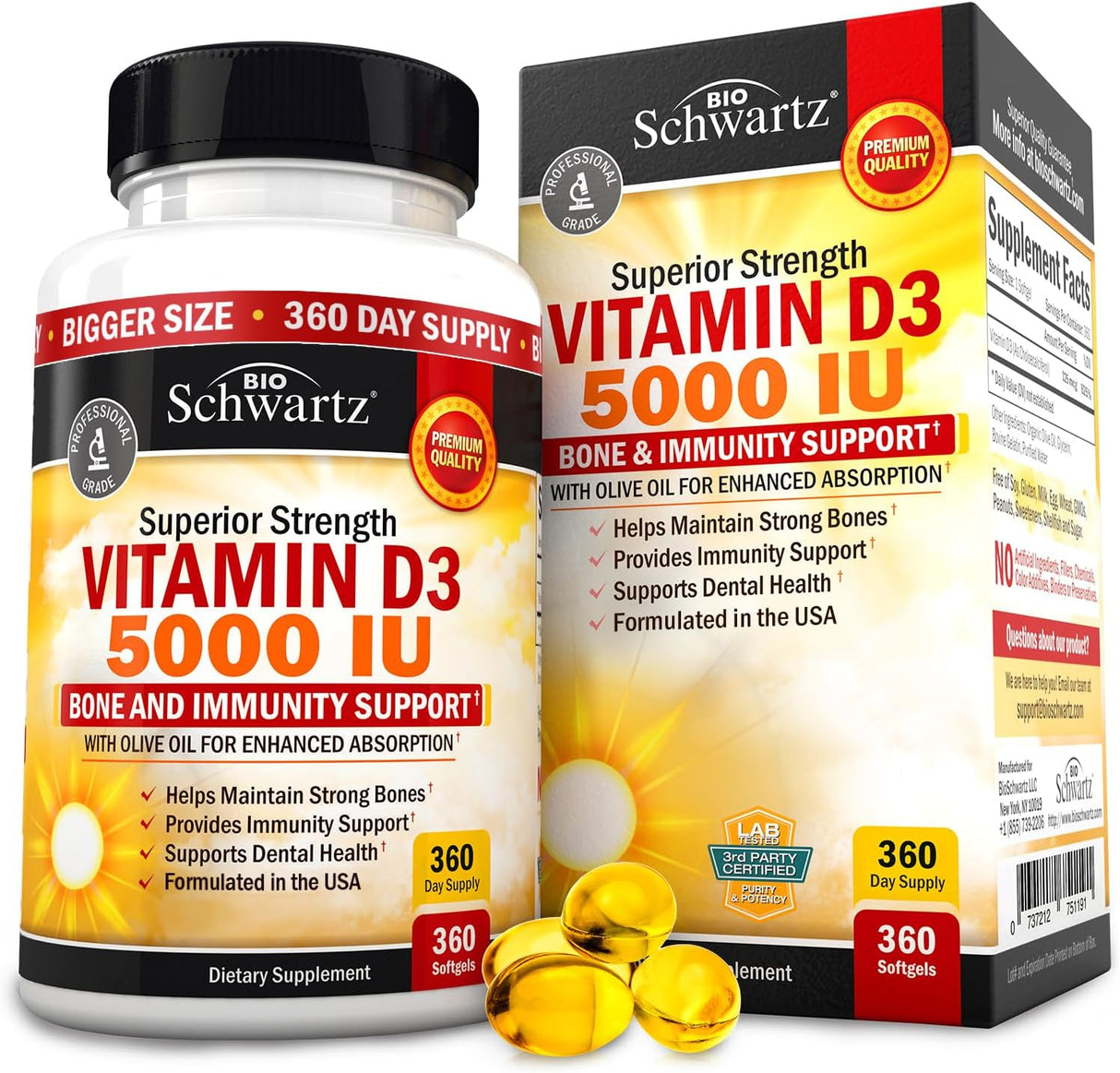 Suplemento de Vitamina D3 5000 UI con Aceite de Oliva