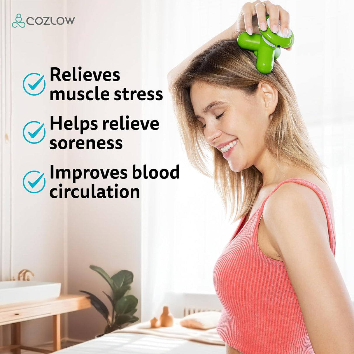 Masajeador de Mano Mini - Potente Vibración - 2 Modos de Uso