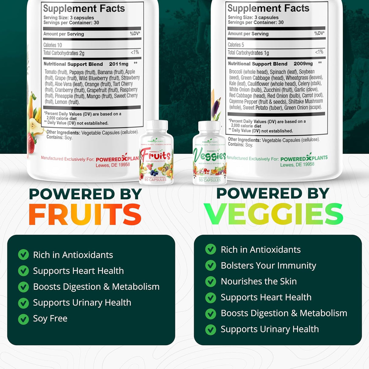 Cápsulas de Frutas y Verduras - Suplemento Natural - Pack 2