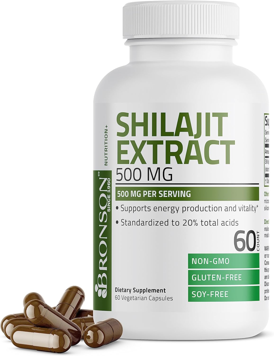 Suplemento Bronson Extracto de Shilajit de 500 mg 60 cáp