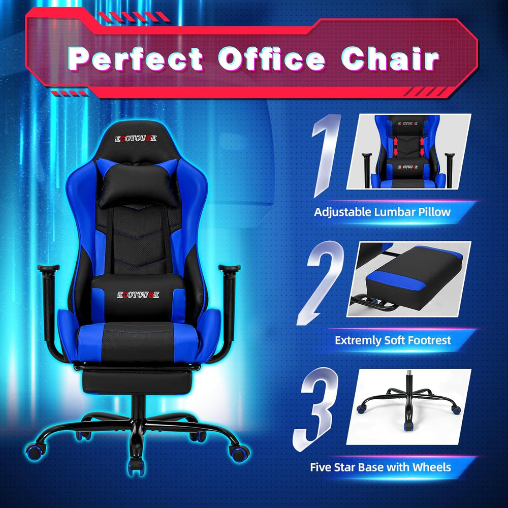 Silla Gamer ergonómica para escritorio, Azul ECOTOUGE