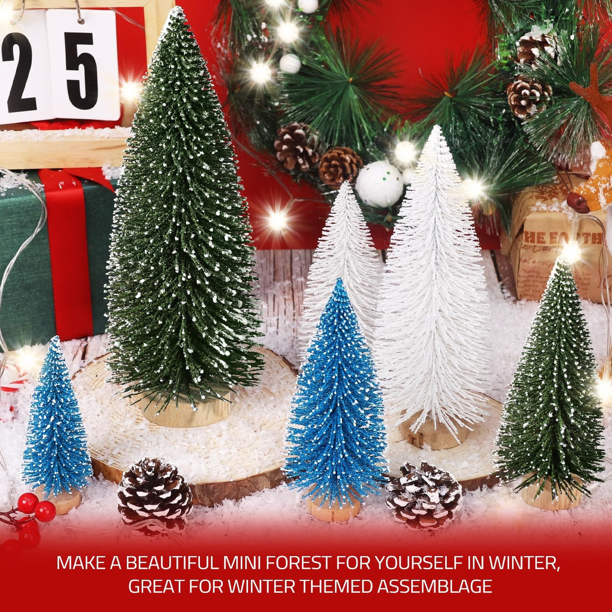 Árboles de Navidad Miniatura, Decoración Navideña, 6 Piezas