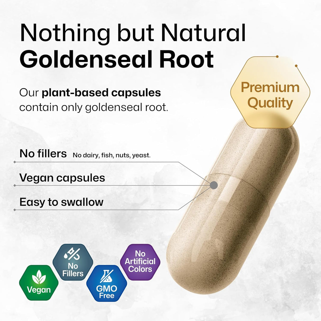 Suplemento de raíz Goldenseal orgánicas de sello de oro 100u