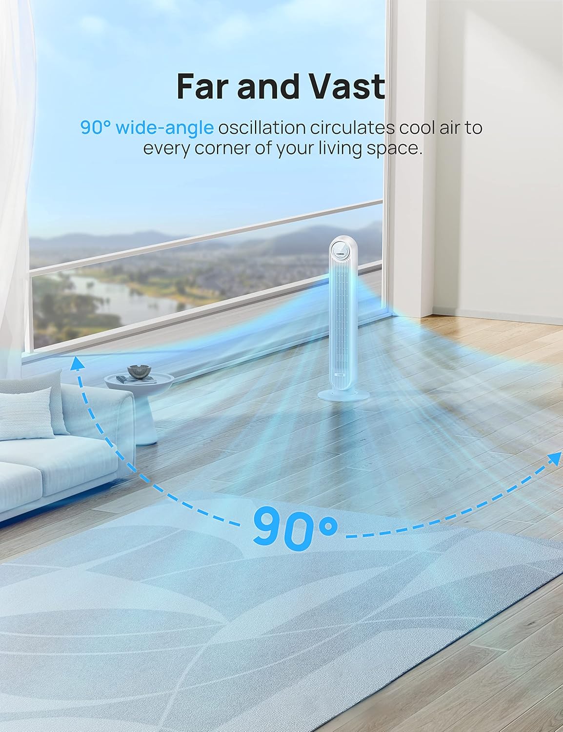 Ventilador Dreo 25ft/s, Oscilante, 4 Modos, Silencioso, Bladeless