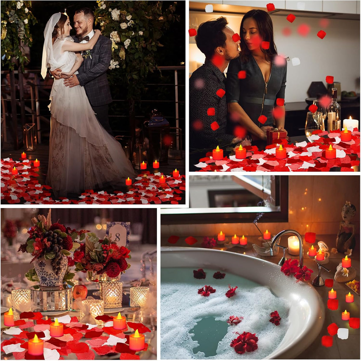 Pétalos de rosa artificiales Coume 6000 Pcs con 72 velas LED