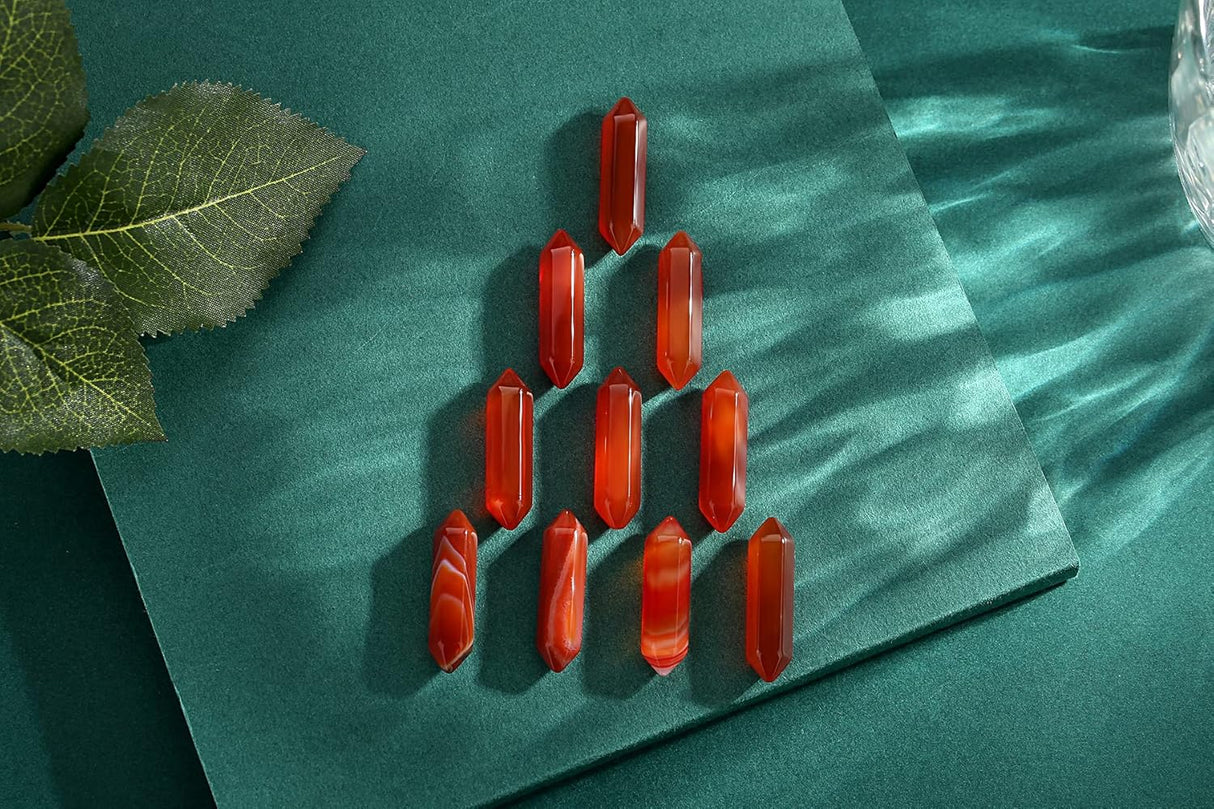 Varitas de Cristal de Cuarzo Cornalina para Meditación y Reiki