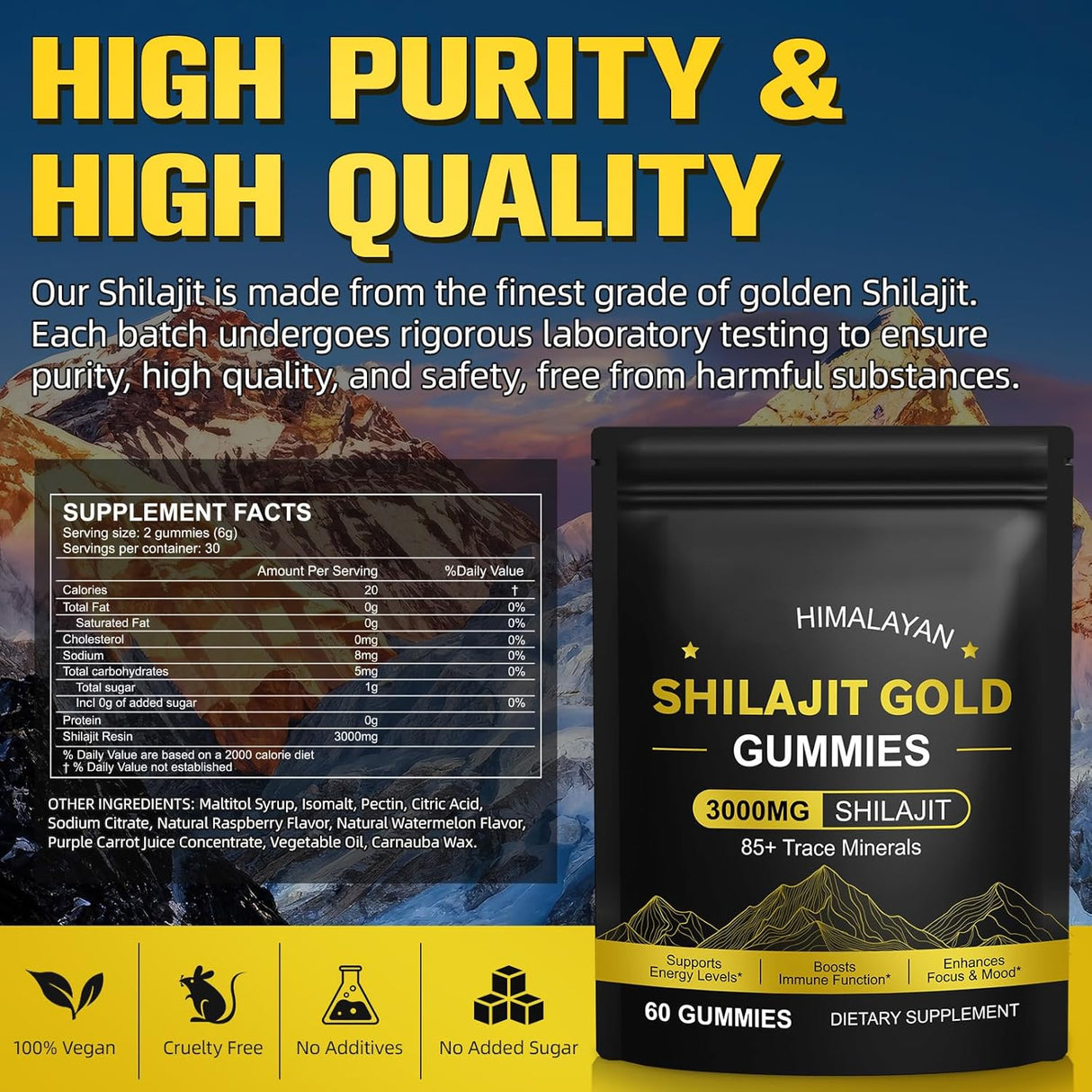 Gomitas de Shilajit Himalaya, Natural, Energía y Inmunidad, 60
