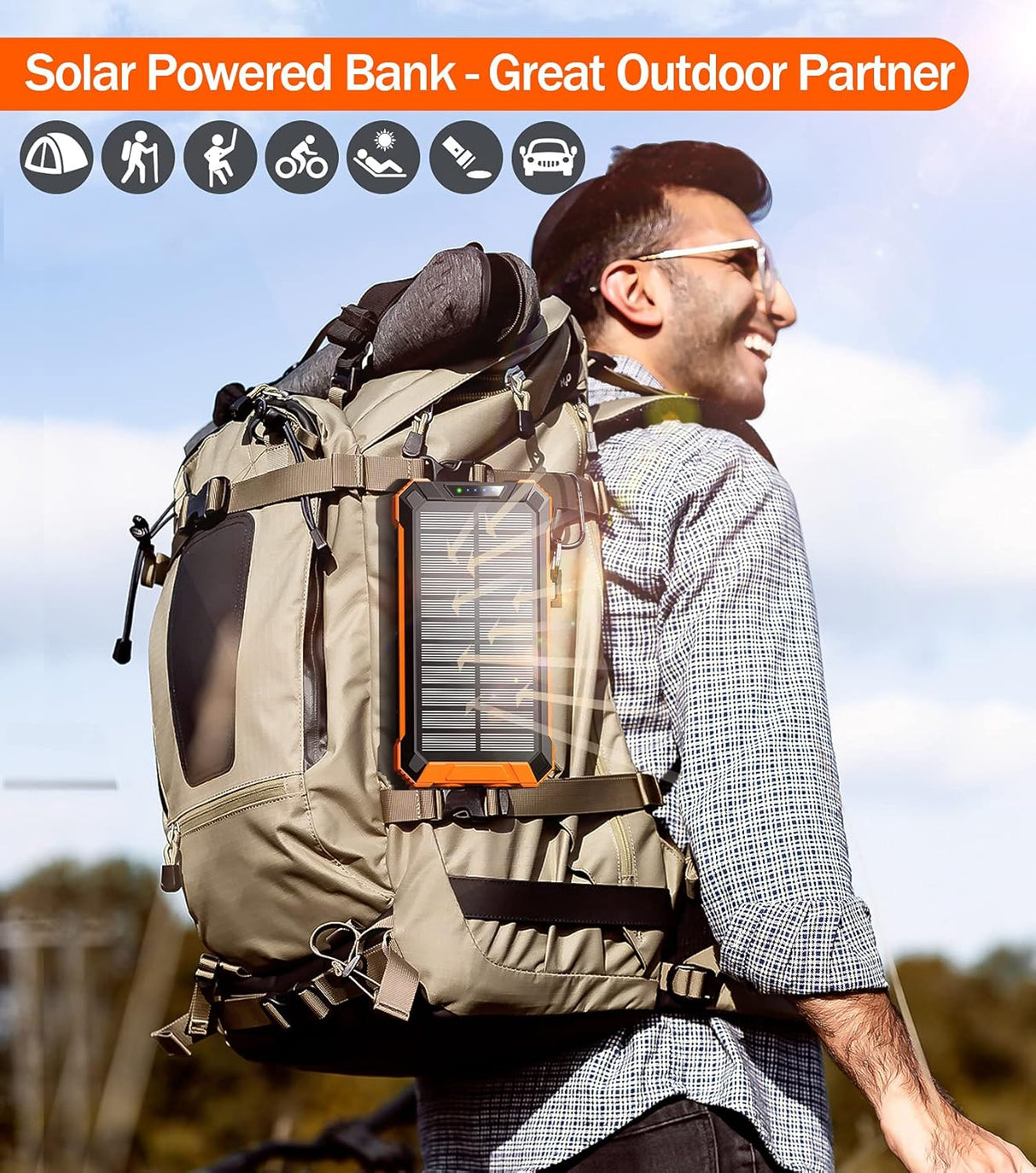 Cargador de energía solar de 36000 mAh integrado 4 cables