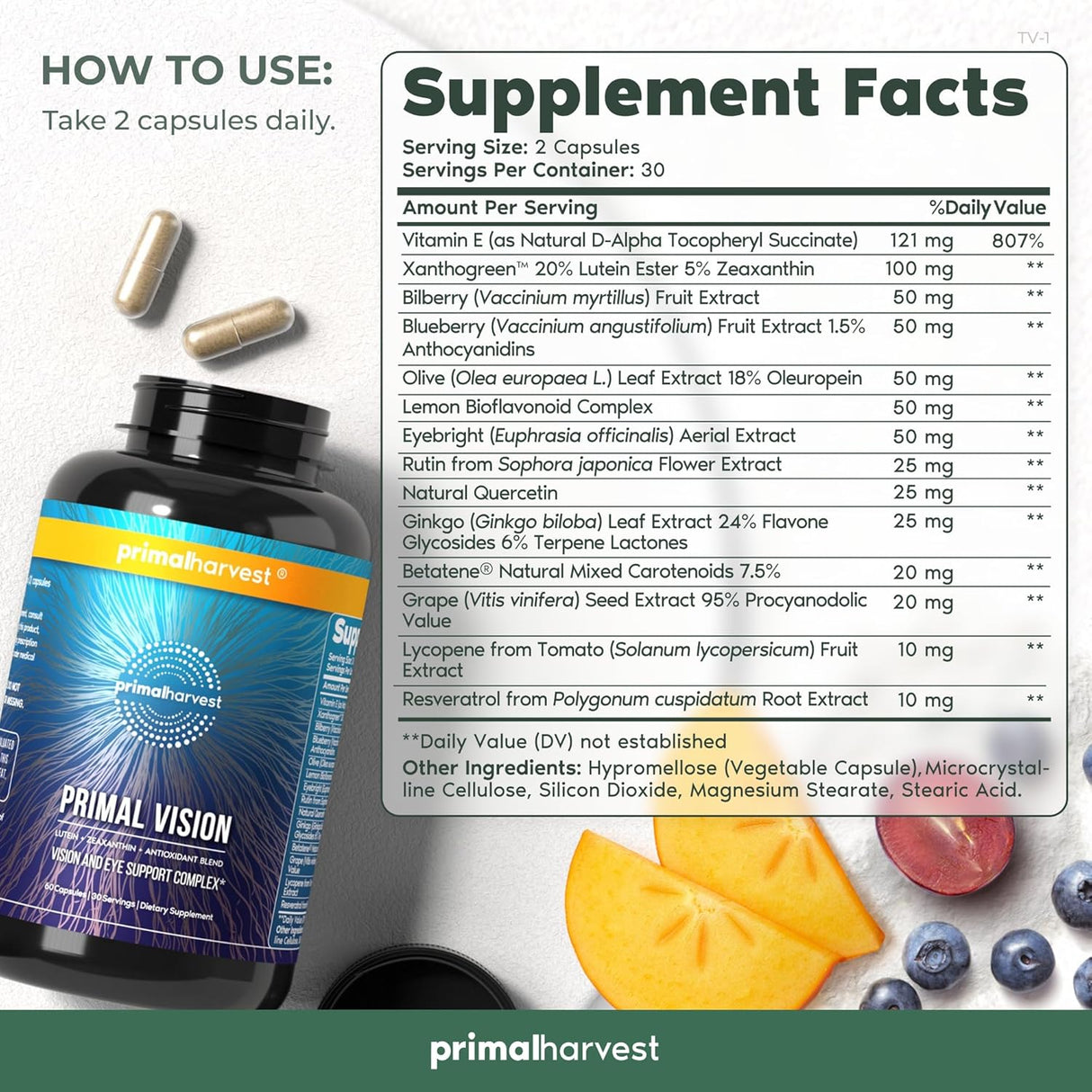 Suplemento Complejo de apoyo para la visión vitamina E 60u