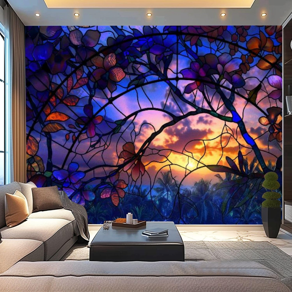 Mural 3D Autoadhesivo Flores Orquídea Hibisco para Decoración