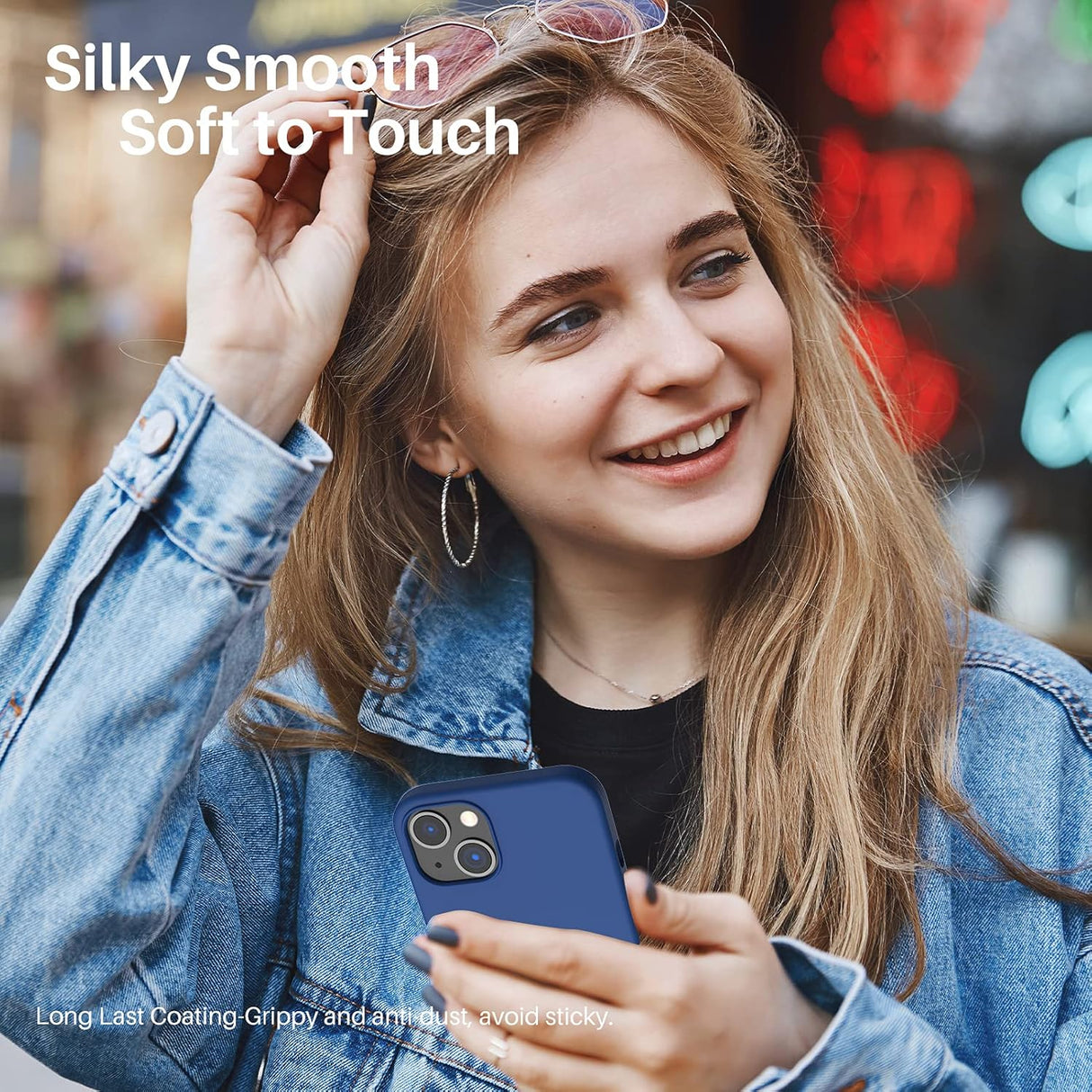 ORNARTO - Funda compatible con iPhone 3 y iPhone 13 Pro, goma de gel suave de 3 capas de silicona líquida delgada, 15,5 cm, azul rey