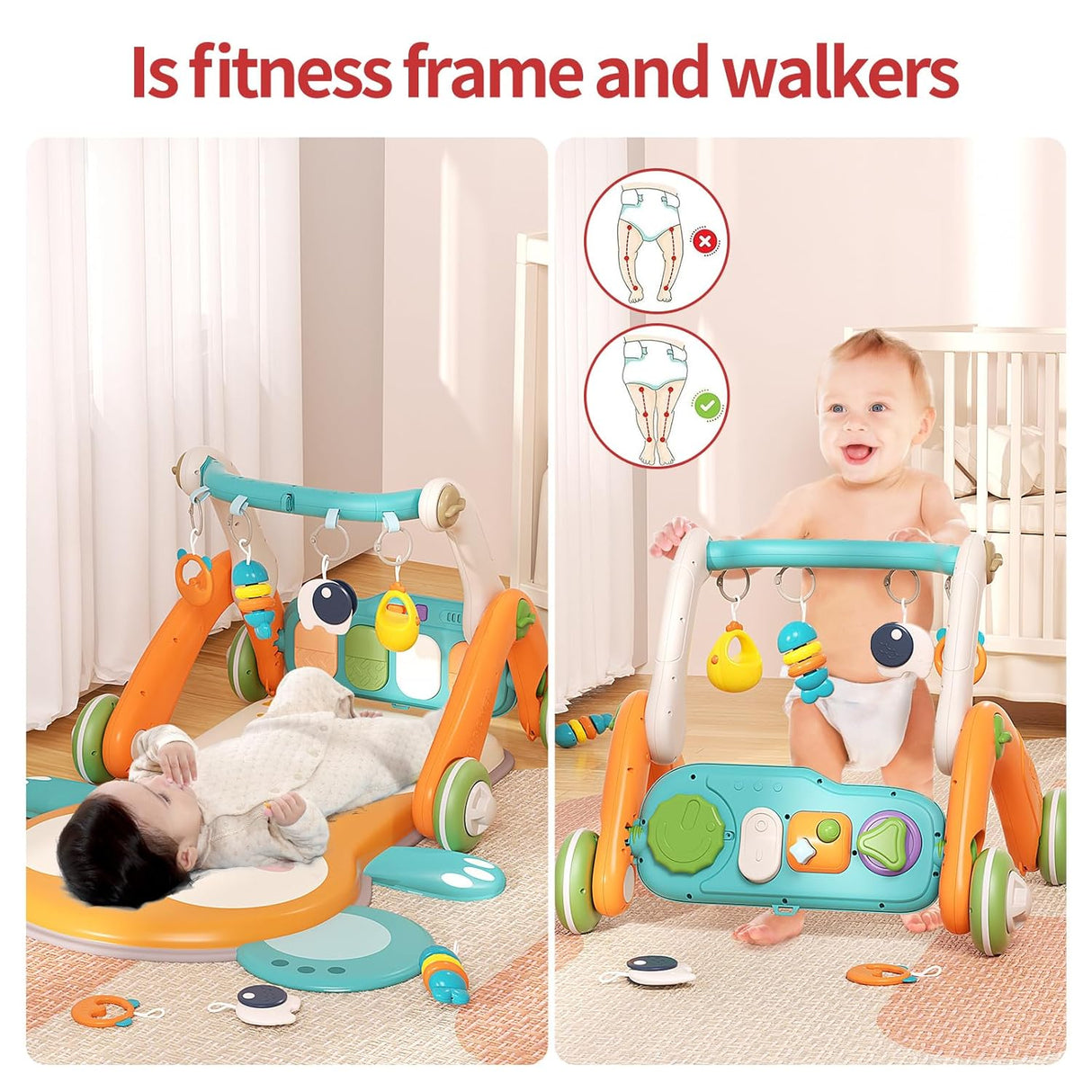 Gimnasio 2 en 1 con Andador, Panel Musical Removible, Modelo 2023