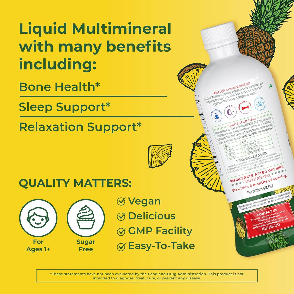 Suplemento Líquido multimineral natural para dormir veganas
