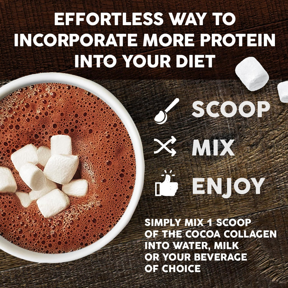 Polvo de péptidos de colágeno con sabor a cacao caliente