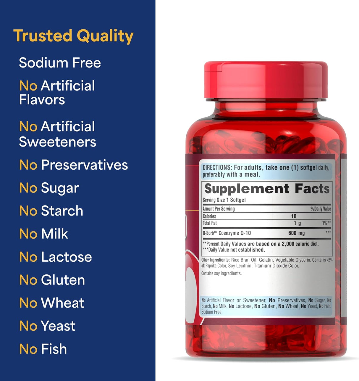 Coenzima Q10 600mg Puritan's Pride, Salud Cardiaca 60 caps