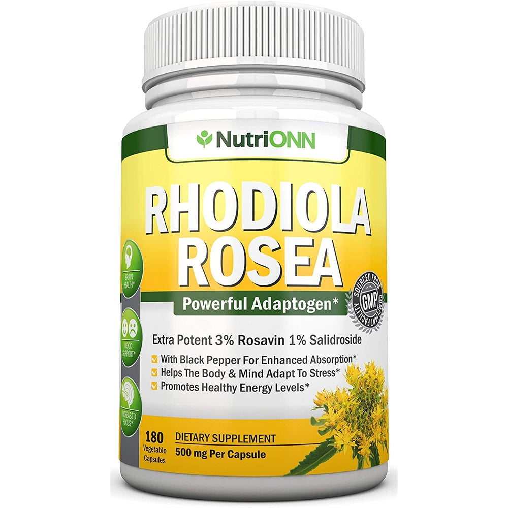 Suplemento Rhodiola Rosea - 500 mg - 180 cápsulas veganas
