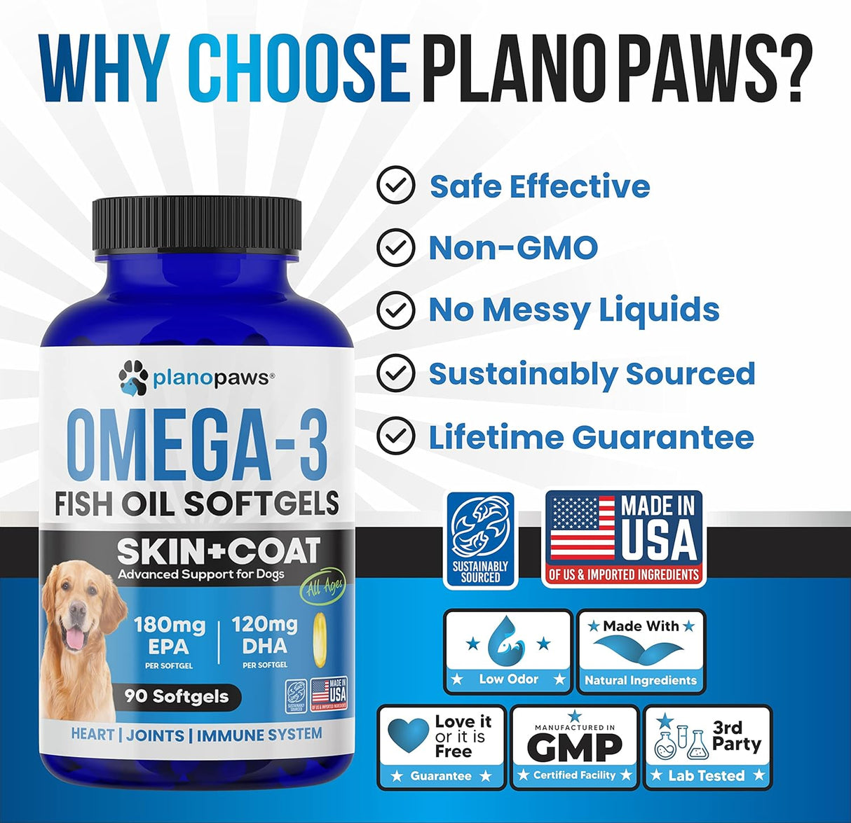 Vitaminas Aceite de pescado omega 3 para perros de pescado