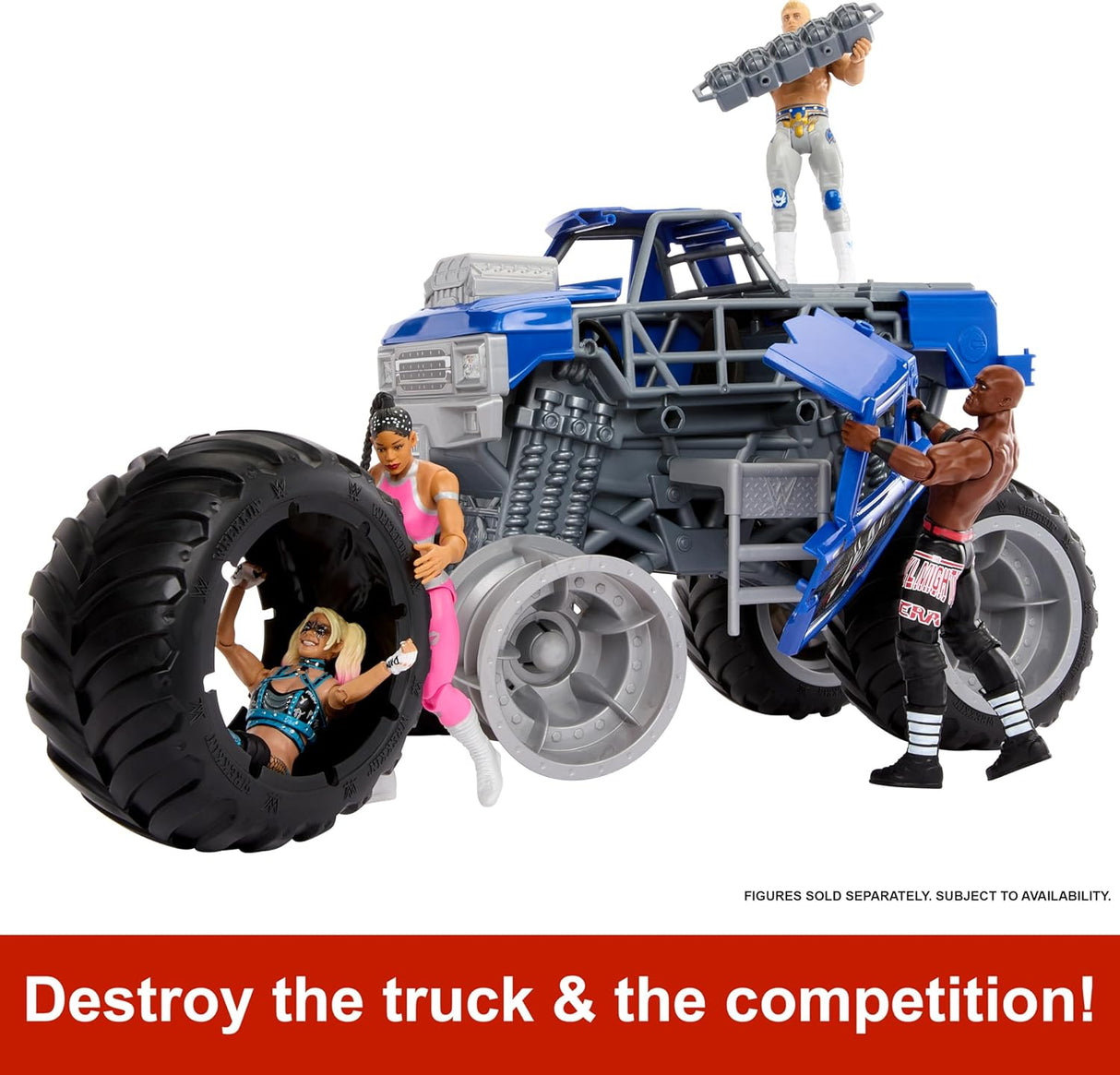 Mattel Figura y Vehículo WWE Wrekkin Slam Crusher Camión Monstruo con 8 Piezas