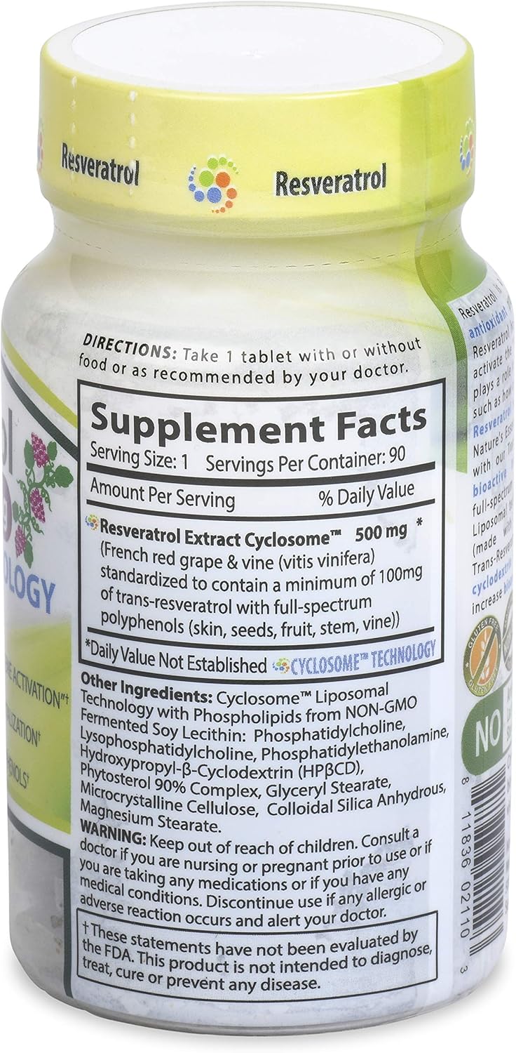 Suplemento Resveratrol liposomal 500 mg Trans-resveratrol