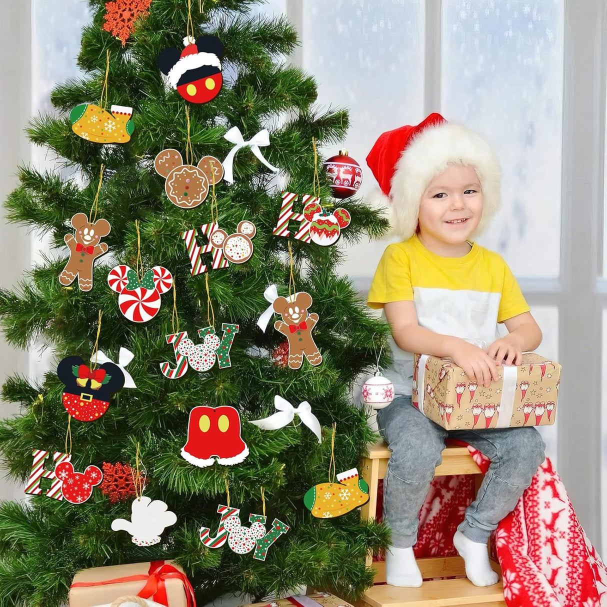 Juego de adornos de árbol de Navidad – 24 adornos de madera