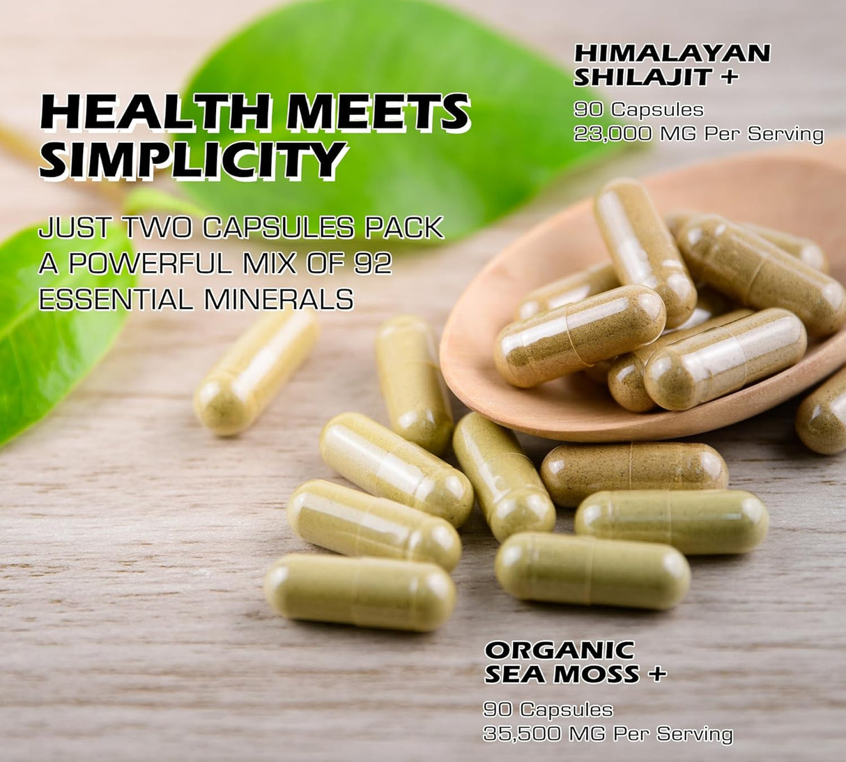Suplemento Vitalidad: Shilajit y Sea Moss, 9000mg, 17500mg