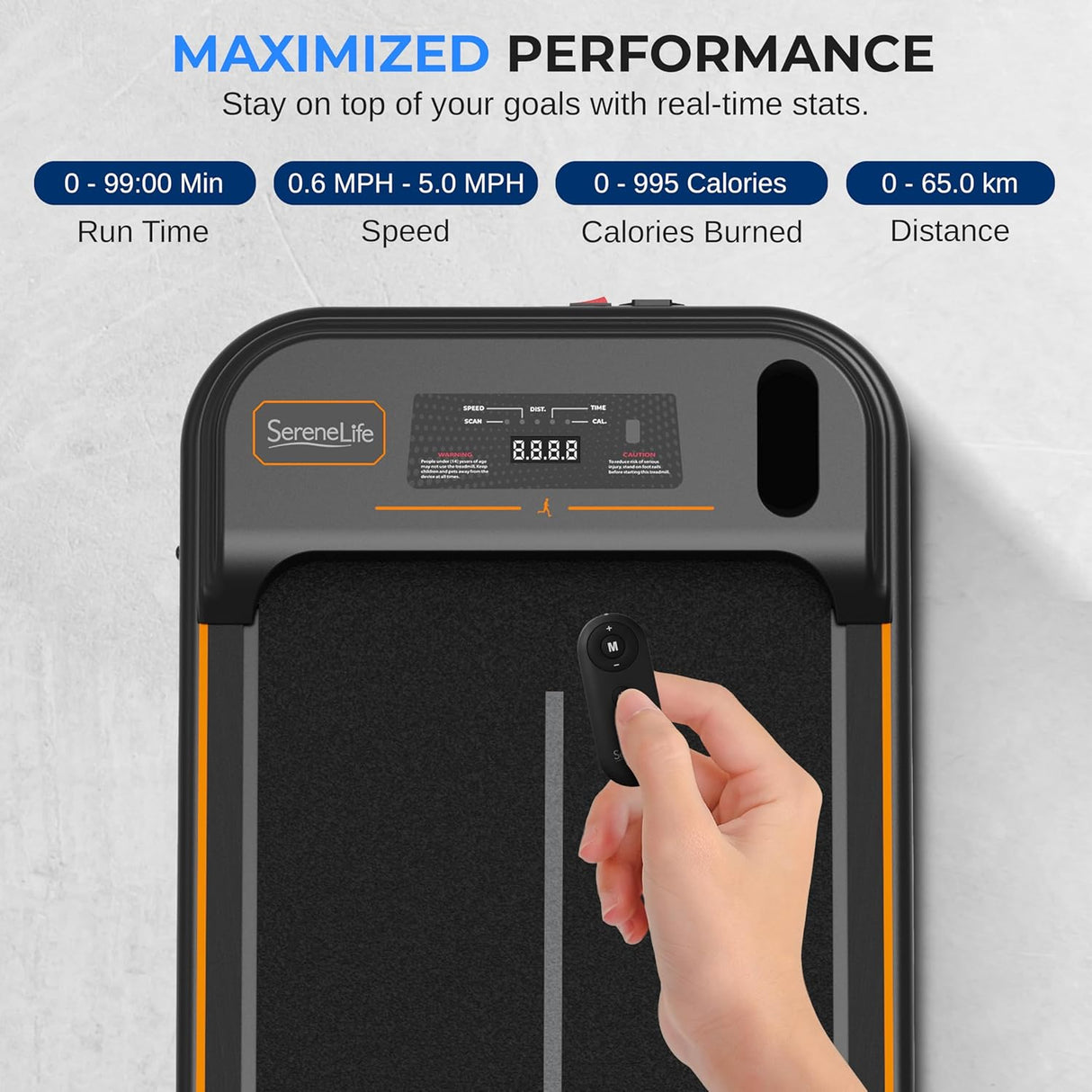 SereneLife Caminadora portátil para caminar, 0.6 a 5.0 MPH