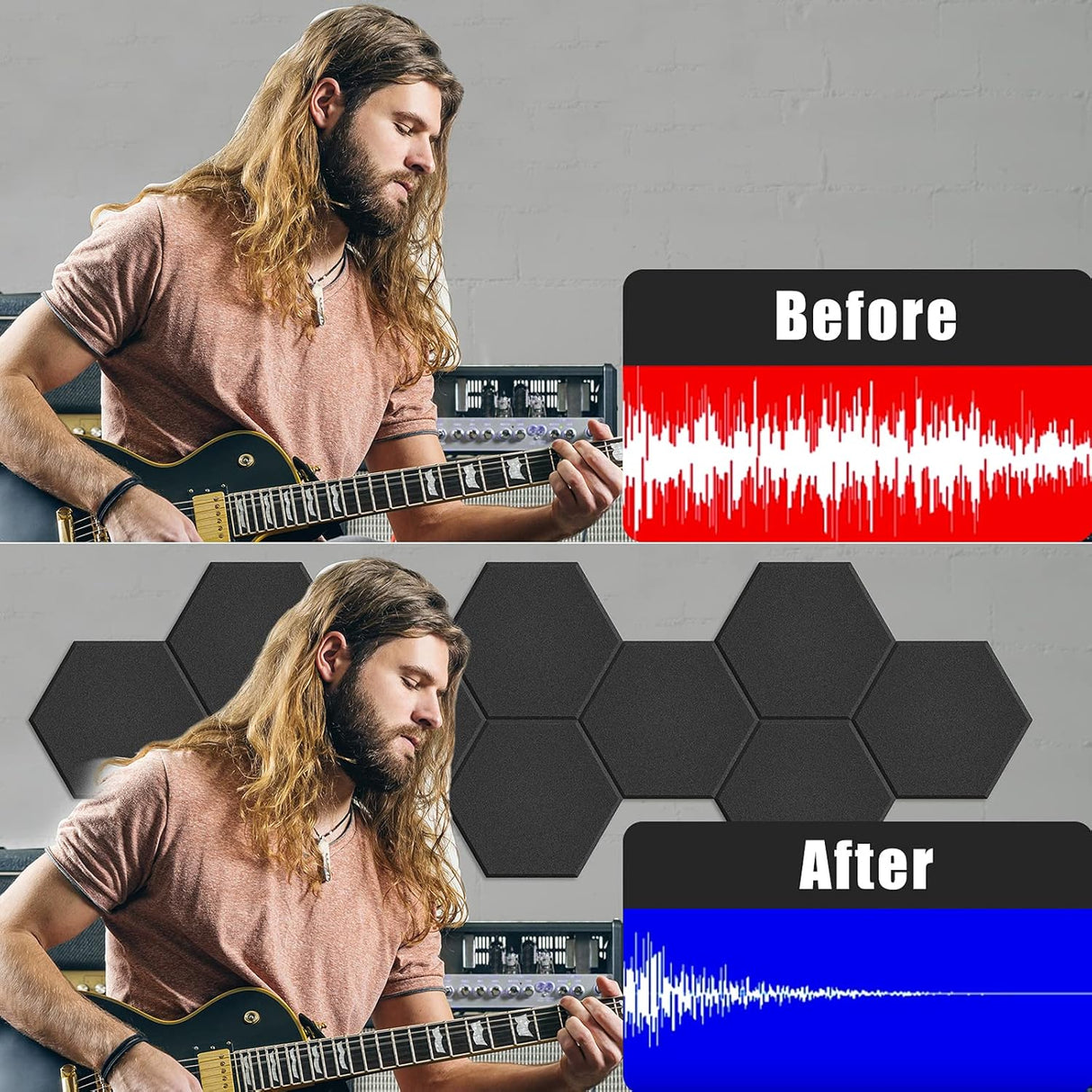 Paneles acústicos autoadhesivos 12 x 10 - Diseño hexagonal