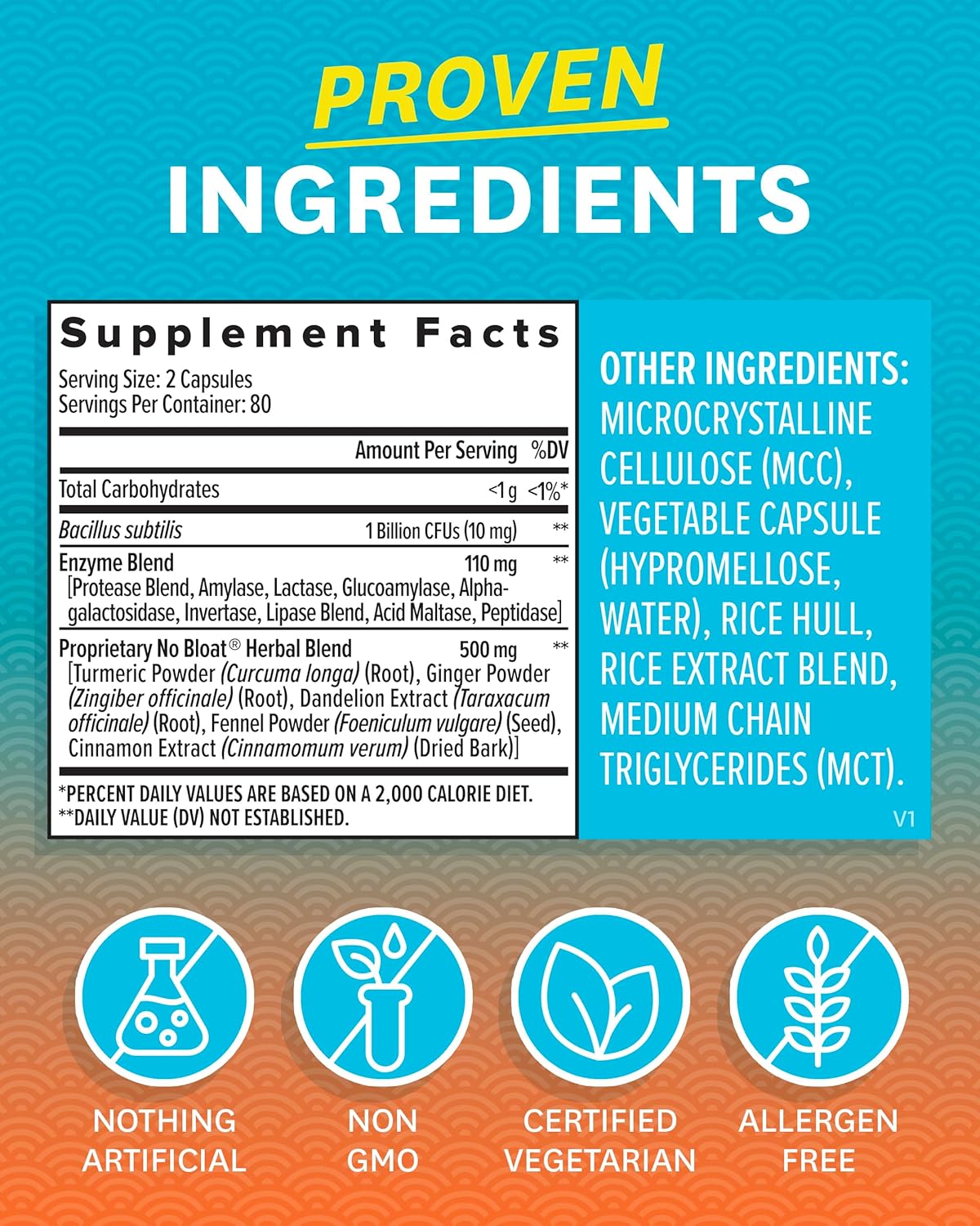 Suplemento Probióticos enzimas digestivas para la hinchazón