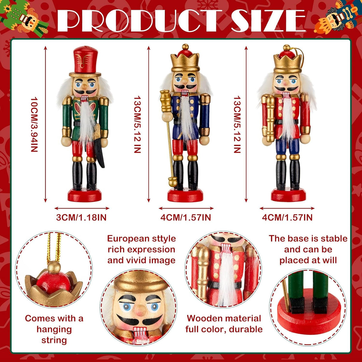 Conjunto de Adornos de Nutcracker Liliful 18 Pcs Decoración Navideña