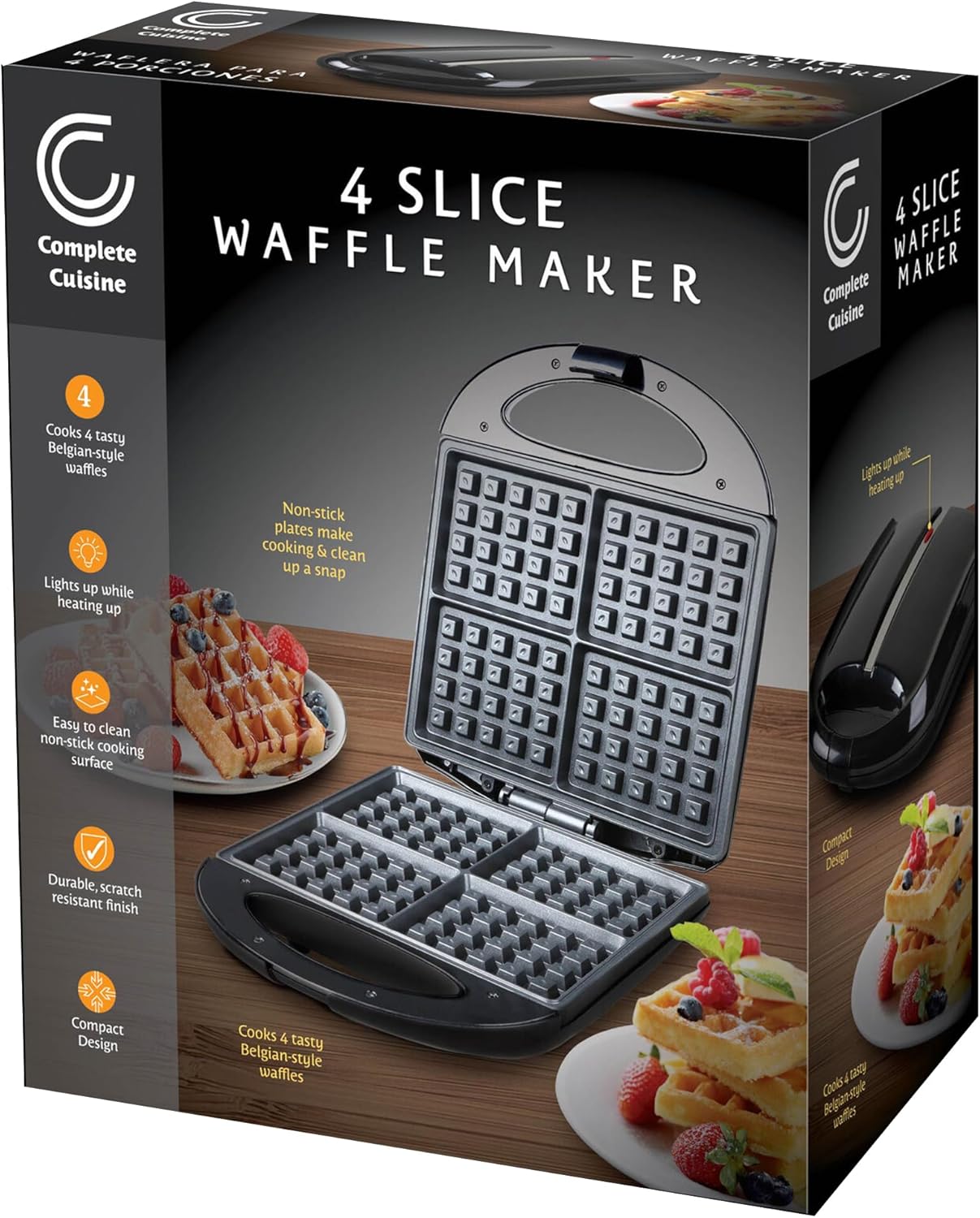 Waflera 4 rebanadas CC-WF4400, máquina de desayuno eléctrica