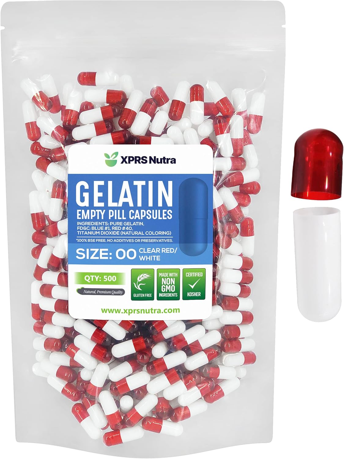 Cápsulas Vacías Gelatinosas 00 XPRS Nutra - 500 Unidades