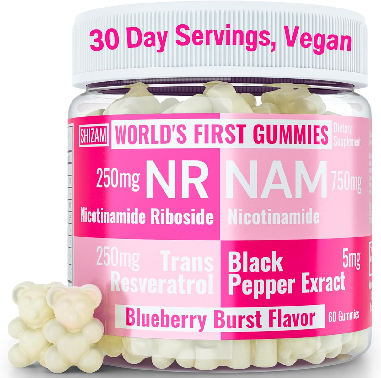 Suplemento Nicotinamida Riboside NR NAM Resveratrol Gomitas