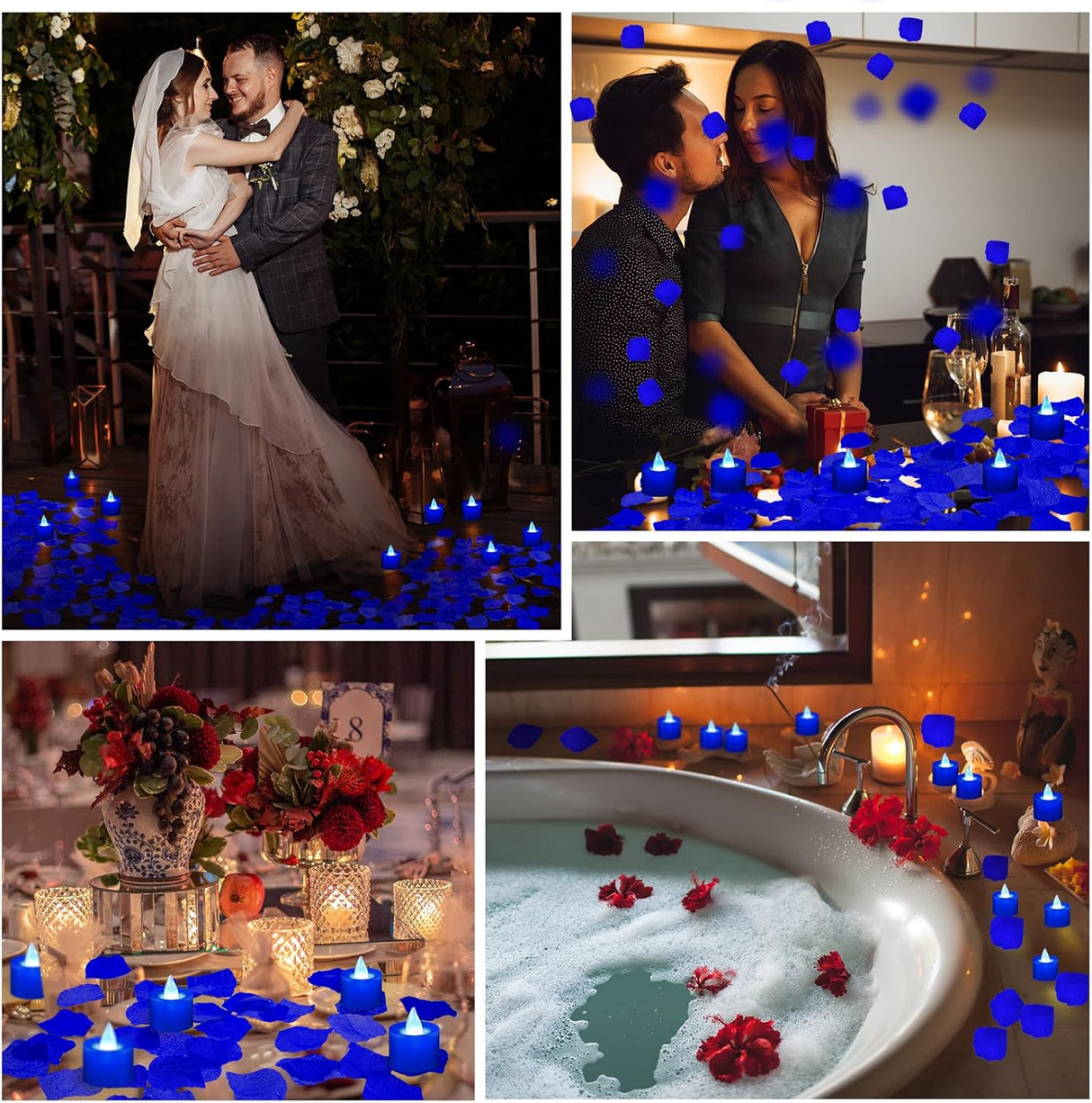 Pétalos de Rosa Artificiales Coume con 72 Velas LED Flameless