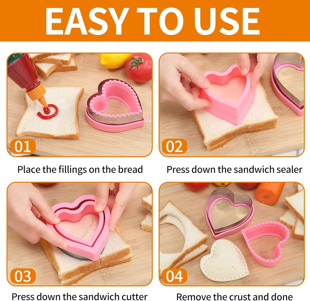 Juego de cortador y sellador de sándwich, 14 piezas