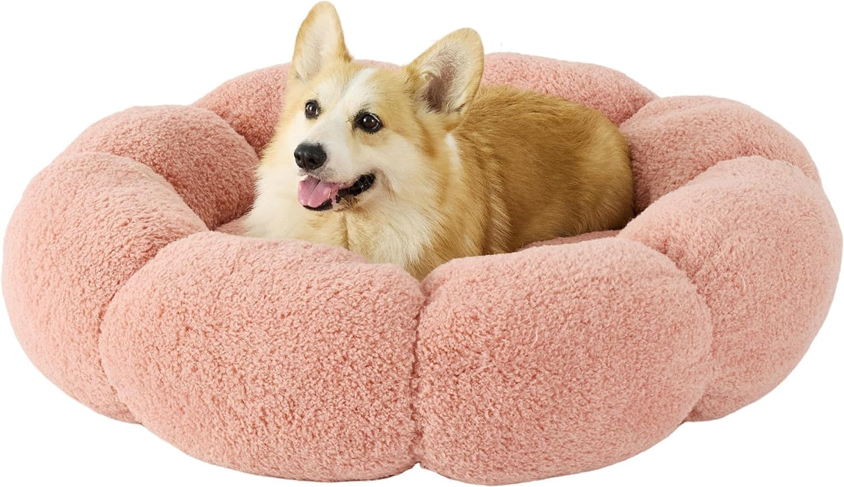 Cama grande calmante para perros de flores en sherpa felpa