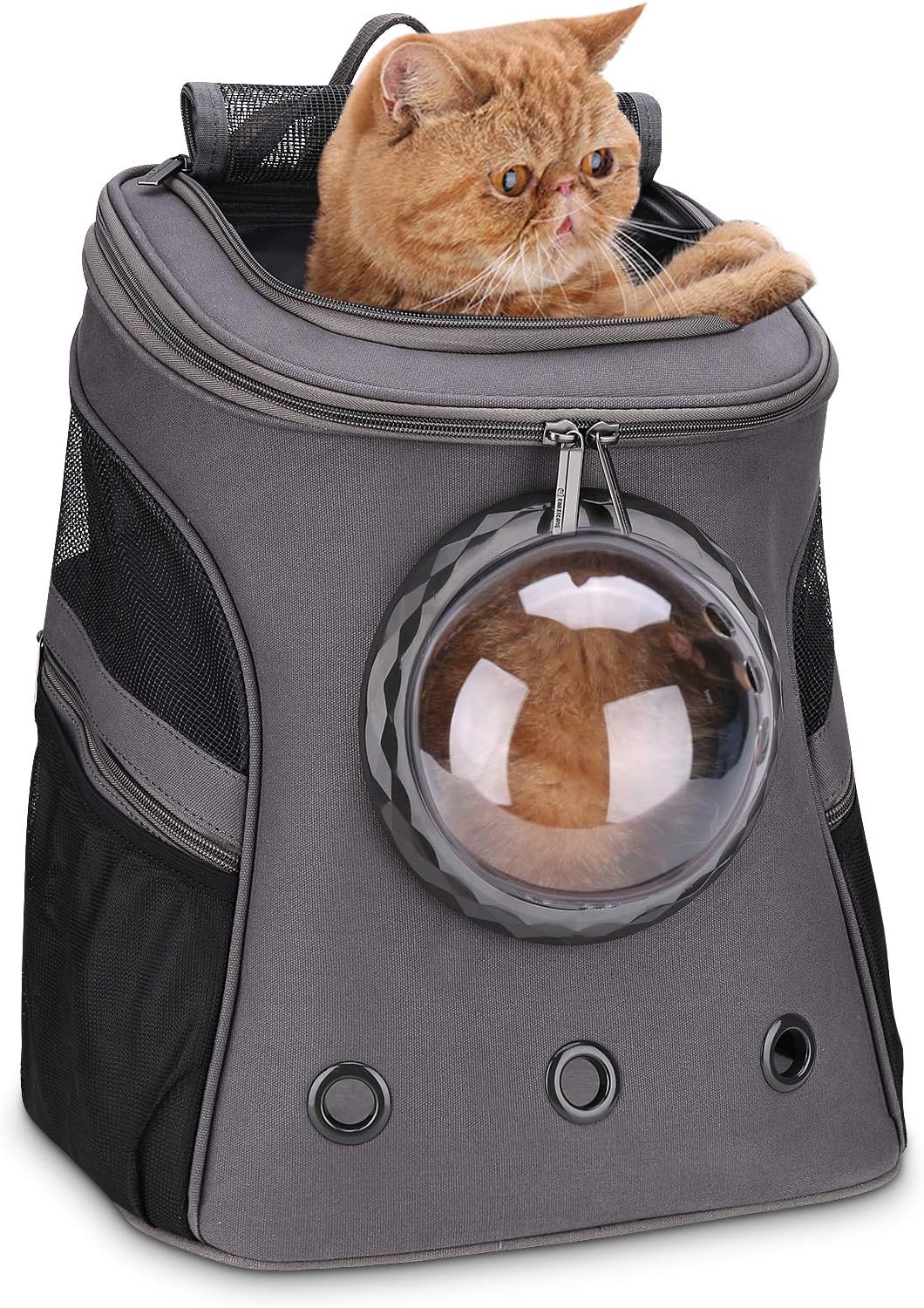 Mochila grande para gatos con burbujas gris