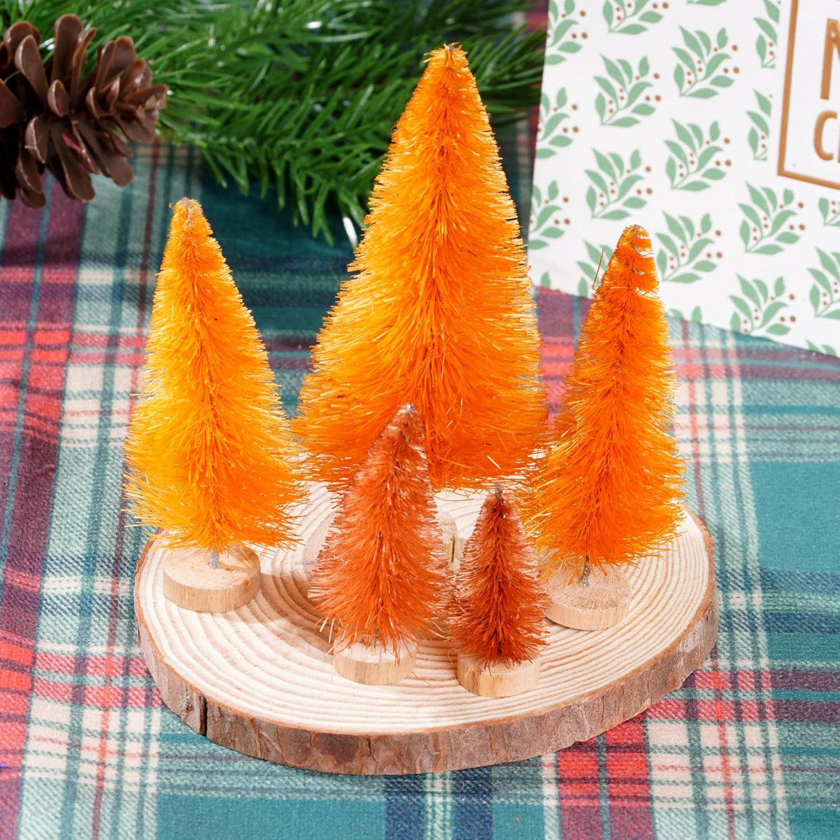 Mini Árboles de Navidad Artificiales Yookat 40 Pcs Base de Madera