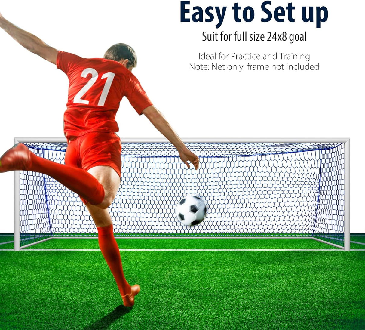 Red de Portería Profesional 24 x 8 pies, Hexagonal 4, Nailon