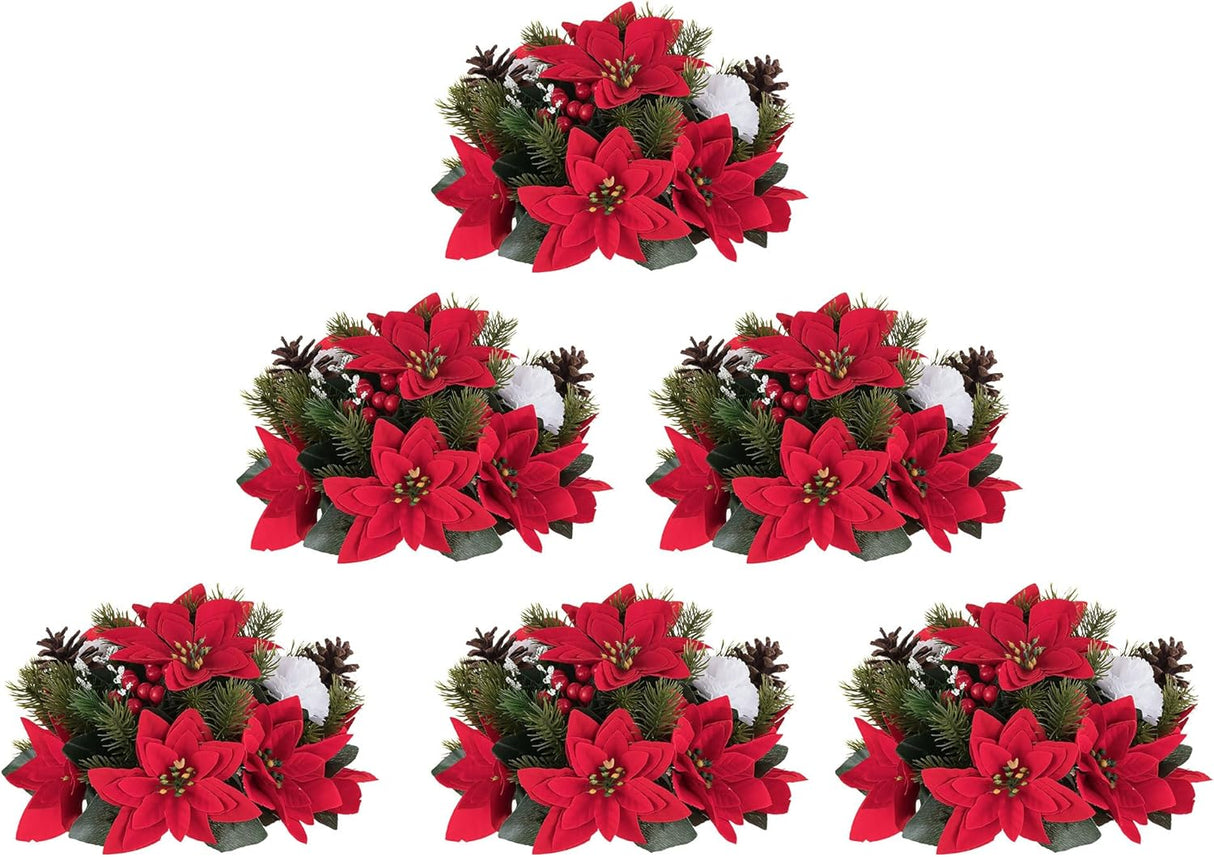 Centro de Mesa de Flores Artificiales BLOSMON 6 Pcs Poinsettias