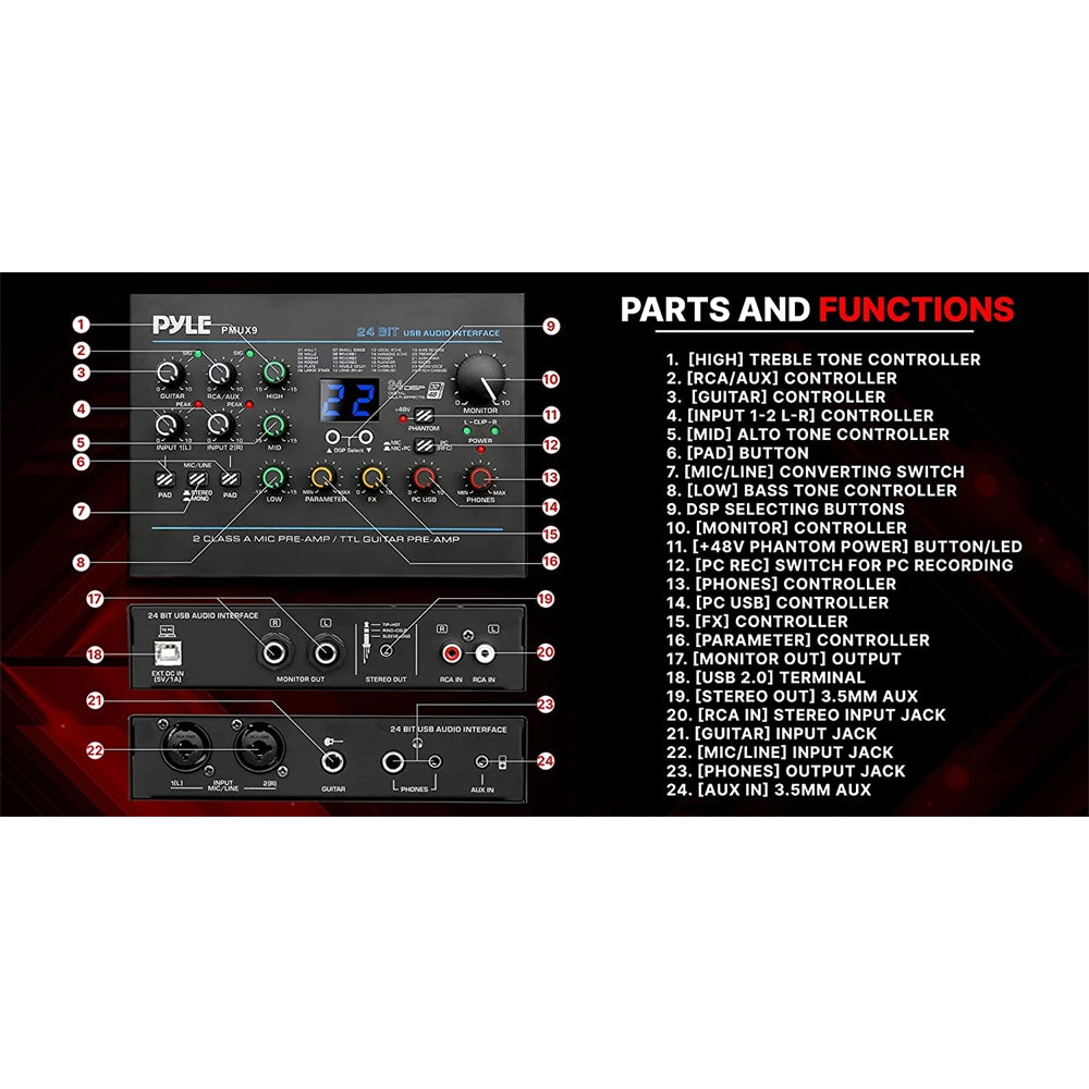 Amplificadores Interfaz de audio USB profesional PMUX9