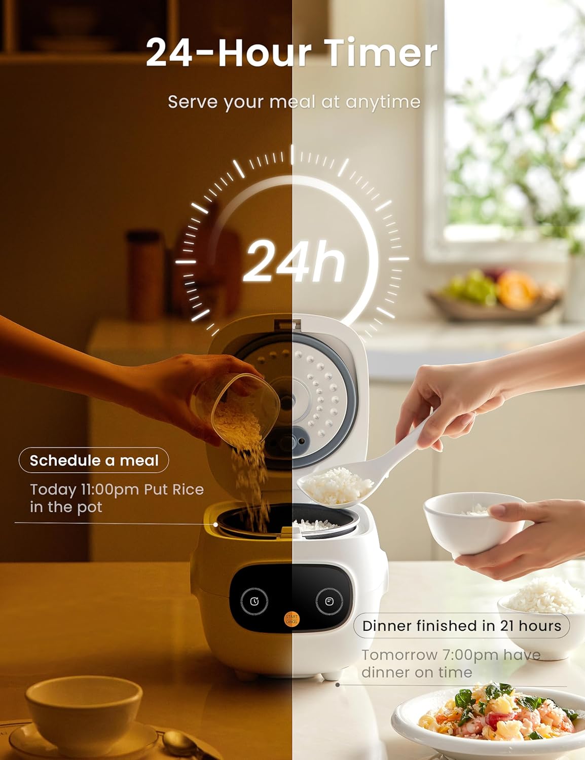 Arrocera COMFEE mini 5 tazas, portátil, 6 funciones, 2.5 tazas