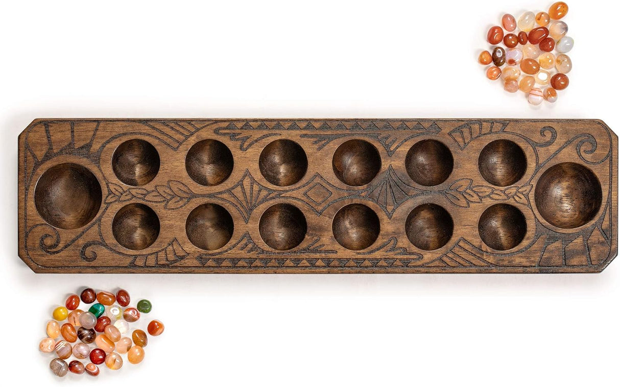 Juego de Mancala Yellow Mountain Imports con tablero de madera 17.3